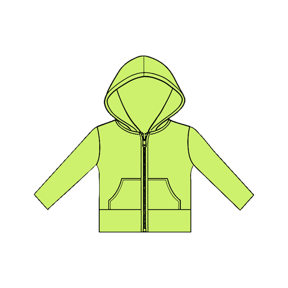( Moq 5 ) Preorder Baby Girls Long Sleeves Pockets Zipper Yoga Hoodie Green Jacket Tops