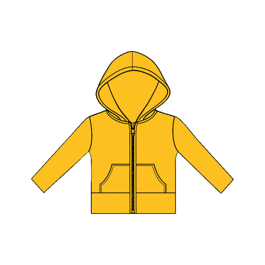 ( Moq 5 ) Preorder Baby Girls Long Sleeves Pockets Zipper Yoga Hoodie Orange Jacket Tops