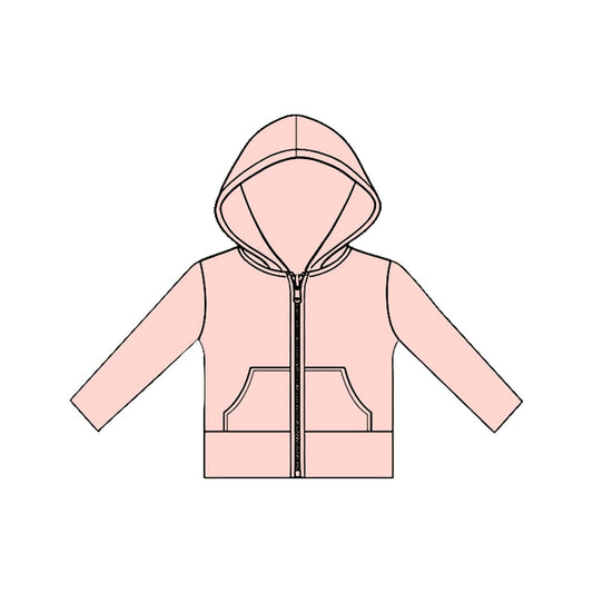( Moq 5 ) Preorder Baby Girls Pink Long Sleeves Pockets Zipper Yoga Hoodie Jacket Tops