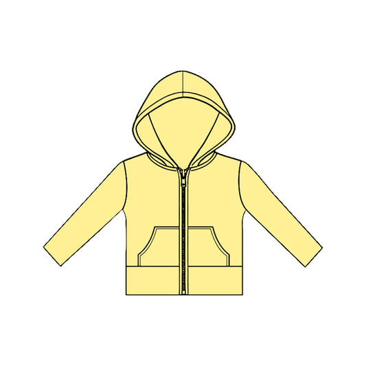 ( Moq 5 ) Preorder Baby Girls Long Sleeves Pockets Zipper Yoga Hoodie Yellow Jacket Tops