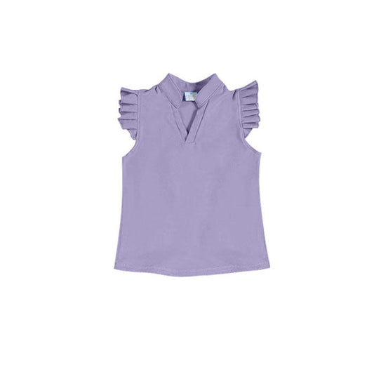 ( Moq 5 ) Preorder Baby Girls Short Sleeves Purple Yoga Active Shirt Tops