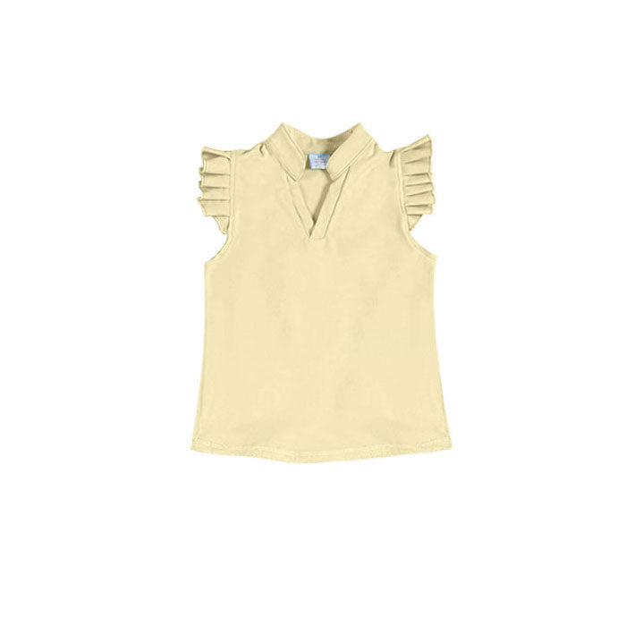 ( Moq 5 ) Preorder Baby Girls Short Sleeves Yellow Yoga Active Shirt Tops