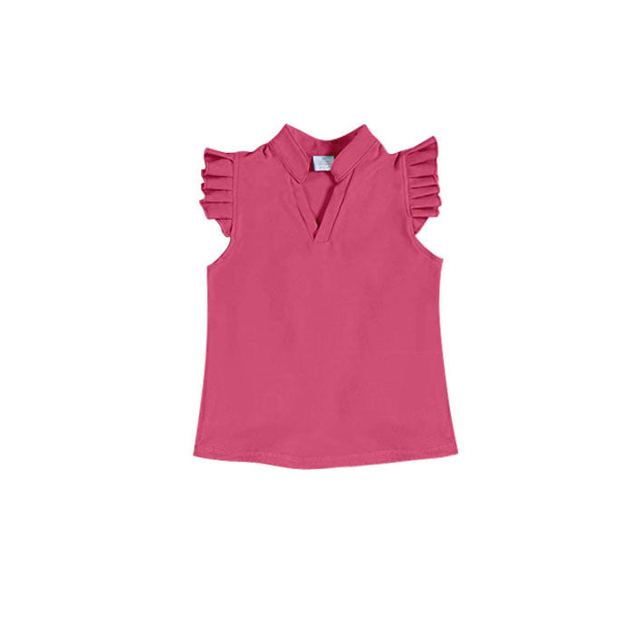 ( Moq 5 ) Preorder Baby Girls Short Sleeves Dark Pink Yoga Active Shirt Tops