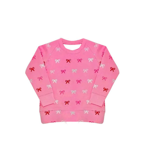 ( Moq 5 ) Preorder Baby Girls Kids Long Sleeves Bows Pink Shirts Tops