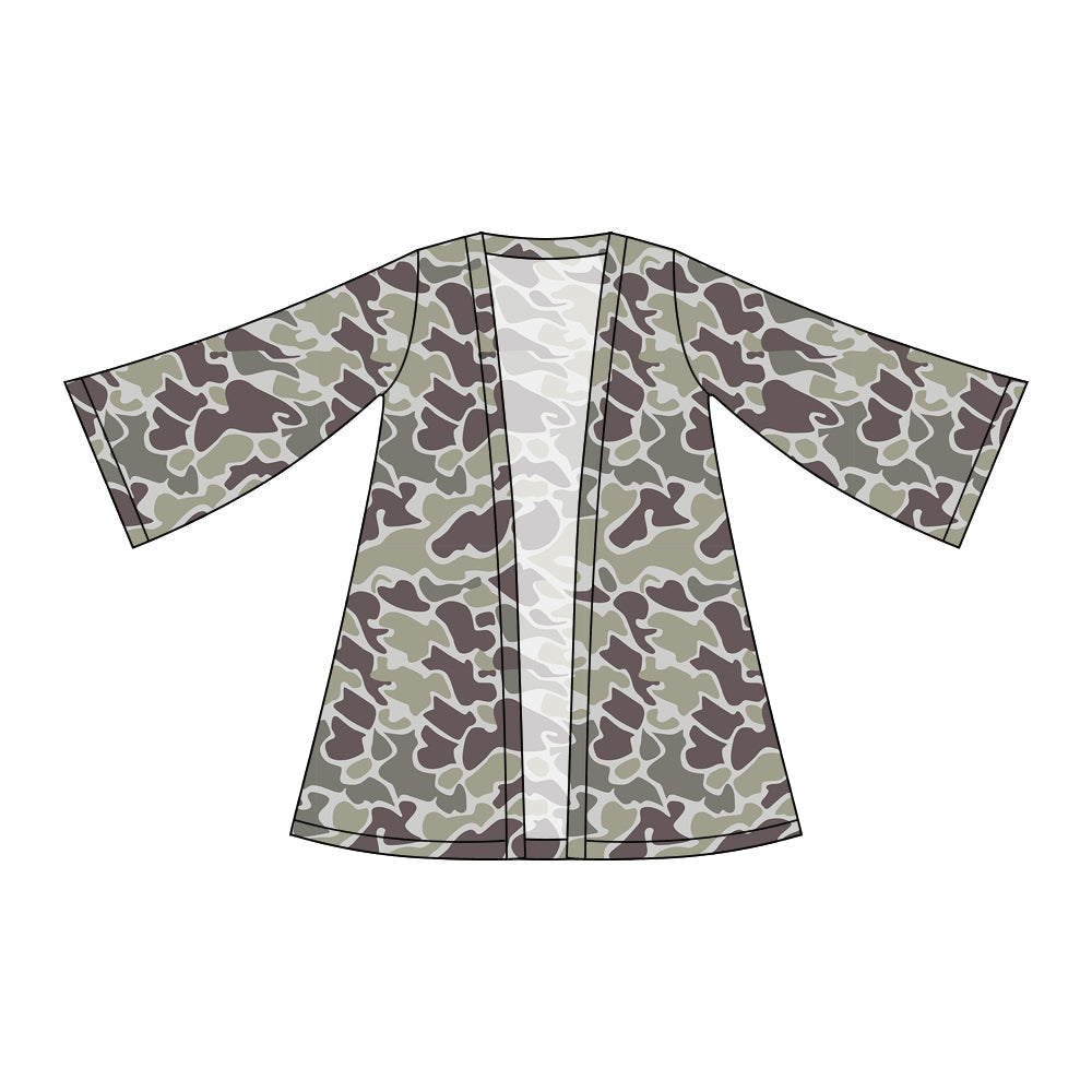 ( Moq 5 ) Preorder Baby Girls Kids Long Sleeve Dark Grey Camo Cardigan Tops