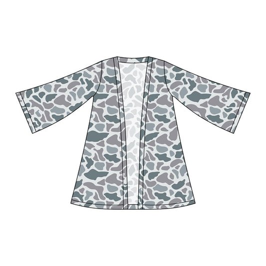 ( Moq 5 ) Preorder Baby Girls Kids Long Sleeve Grey Camo Cardigan Tops