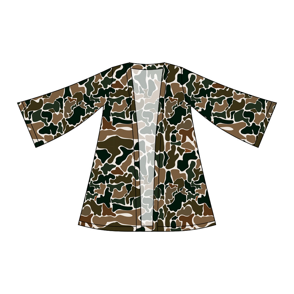( Moq 5 ) Preorder Baby Girls Kids Long Sleeve Brown Green Camo Cardigan Tops