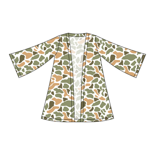 ( Moq 5 ) Preorder Baby Girls Kids Long Sleeve Orange Green Camo Cardigan Tops