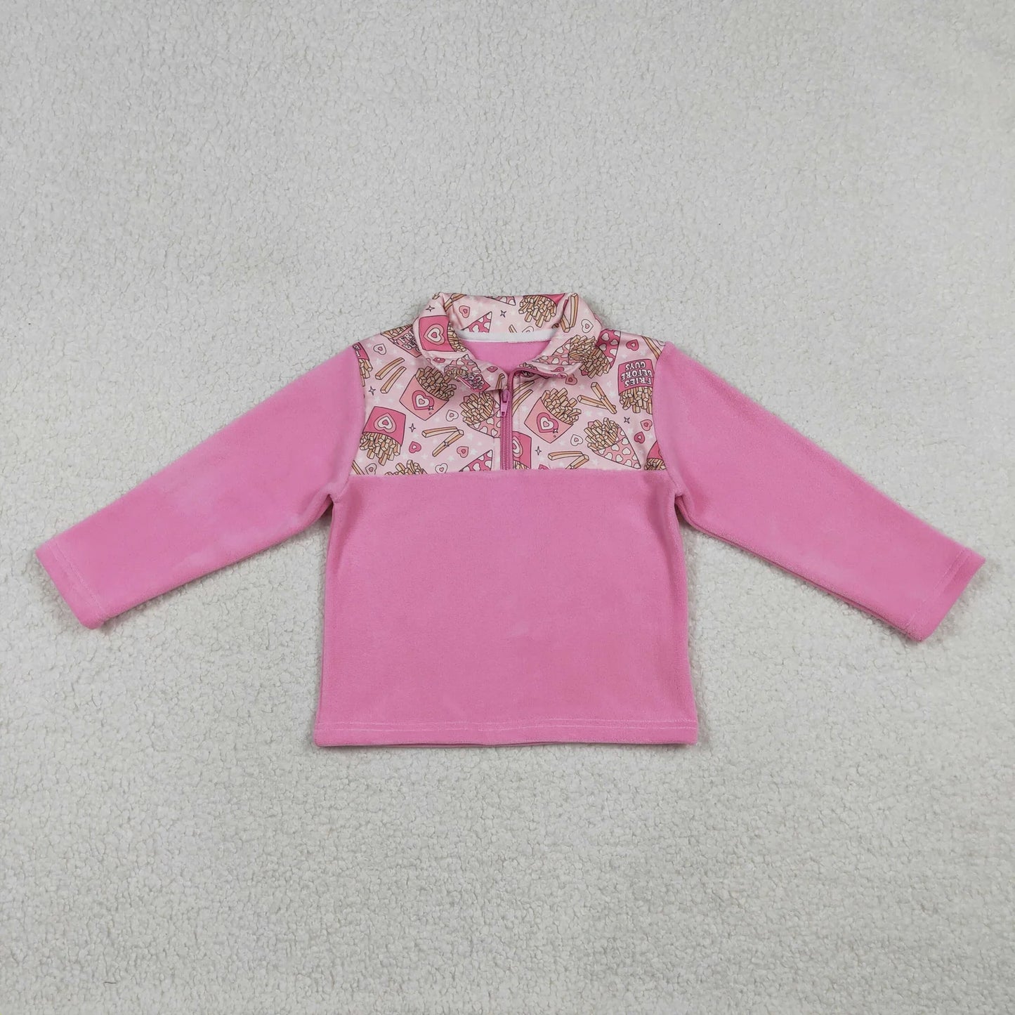 Sibling Baby Boys Girls Long Sleeves Camo Hearts Bows Santa Print Zipper Fleece Pullovers Shirts Tops RTS