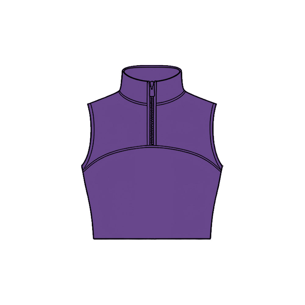 ( Moq 5 ) Preorder Baby Girls Kids Sleeveless Zipper Yoga Purple Tank Tops