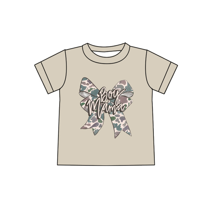 ( Moq 5 ) Preorder Adult Women Short Sleeves Boy Mama Camo Bow Shirt Tops