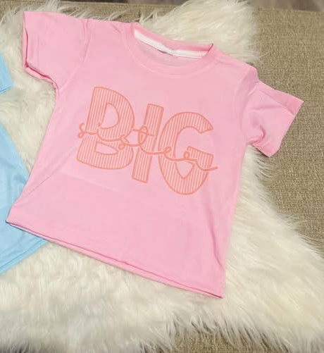 ( Moq 5 ) Preorder Baby Girls Pink Short Sleeves Big Sister Summer Shirt Tops