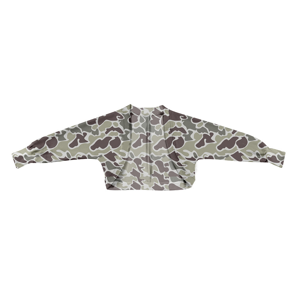 ( Moq 5 ) Preorder Baby Girls Long Sleeves Dark Grey Camo Southern Cardigan Shirt Tops
