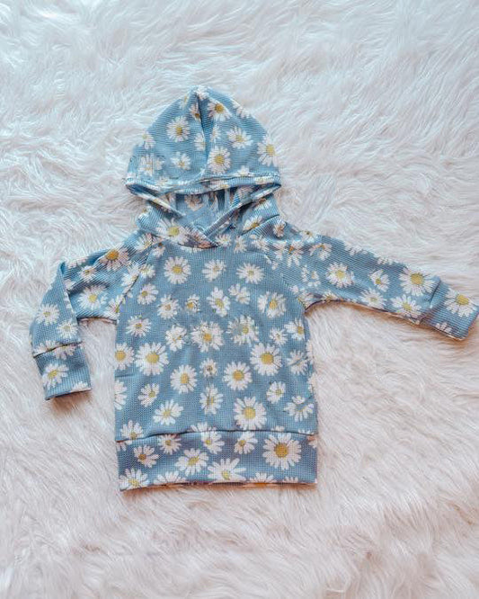 ( Moq 5 )  Preorder Baby Girls Long Sleeves Flower Blue Hoodie Shirt Tops