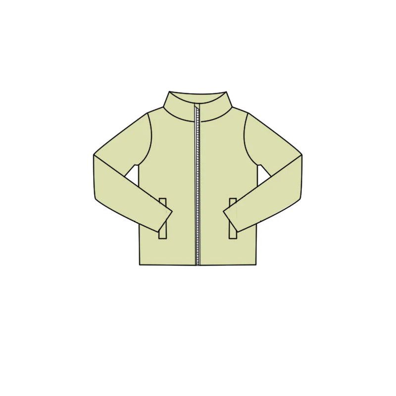 ( Moq 5 ) Preorder Baby Girls Kids Long Sleeves Pockets Zipper Green Yoga Coat Tops