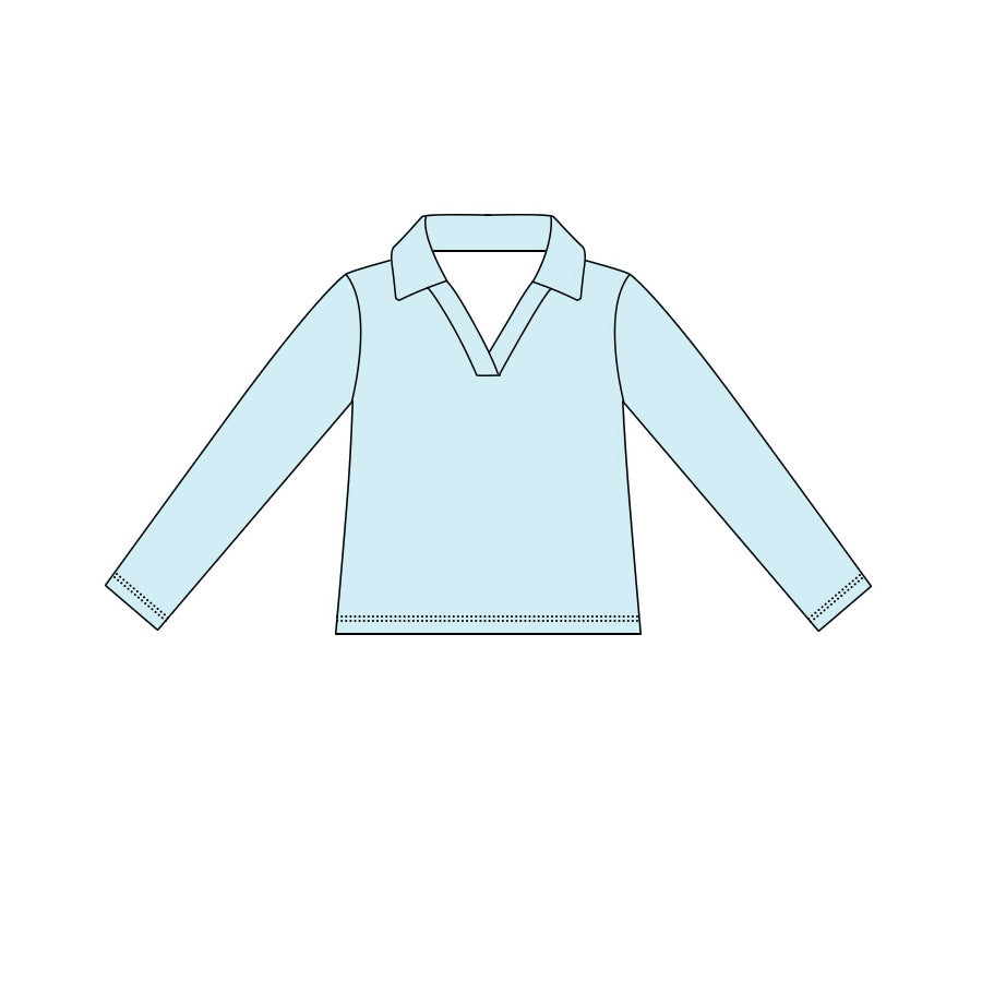 ( Moq 5 ) Preorder Baby Girls Kids Long Sleeves Light Blue Yoga Active Pullover Tops