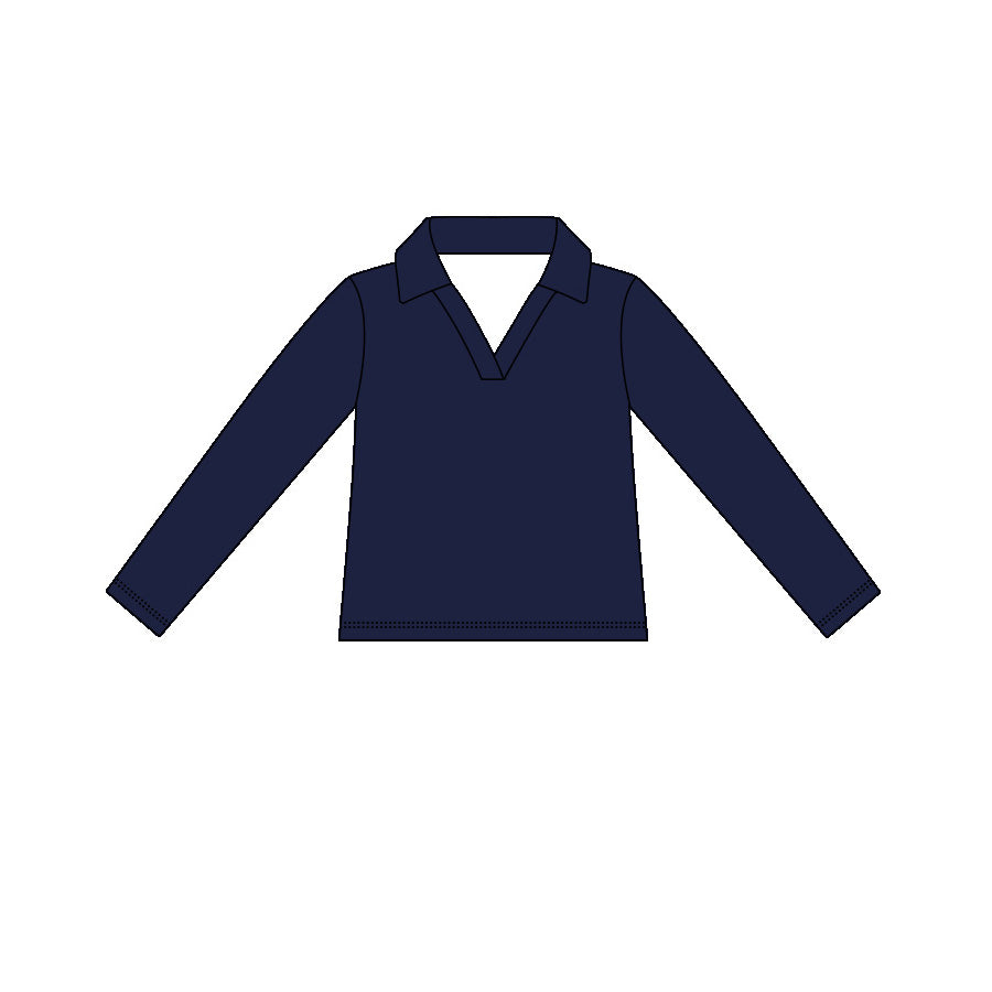 ( Moq 5 ) Preorder Baby Girls Kids Long Sleeves Navy Yoga Active Pullover Tops
