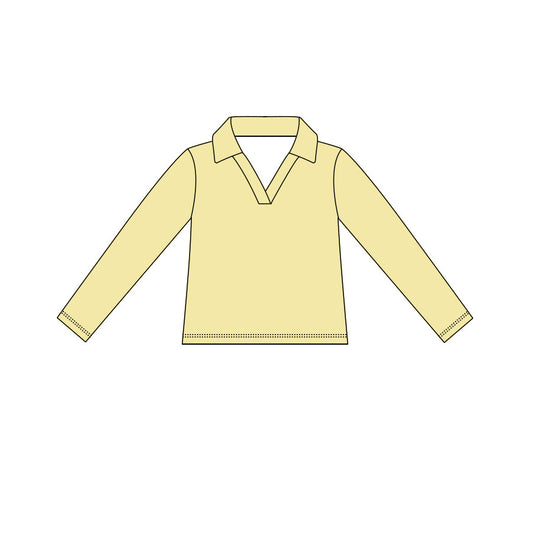 ( Moq 5 ) Preorder Baby Girls Kids Long Sleeves Yellow Yoga Active Pullover Tops