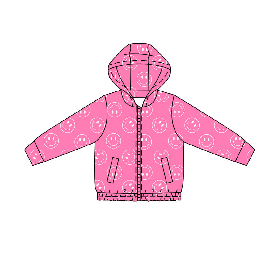 ( Moq 5 ) Preorder Baby Girls Kids Long Sleeves Smile Pockets Zipper Hoodie Yoga Active Tops