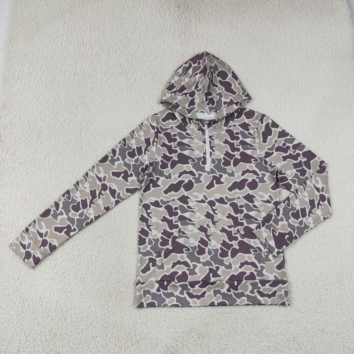 Sibling Baby Boys Adult Women Long Sleeve Zipper Pockets Hoodie Pullovers Camo Clothes RTS