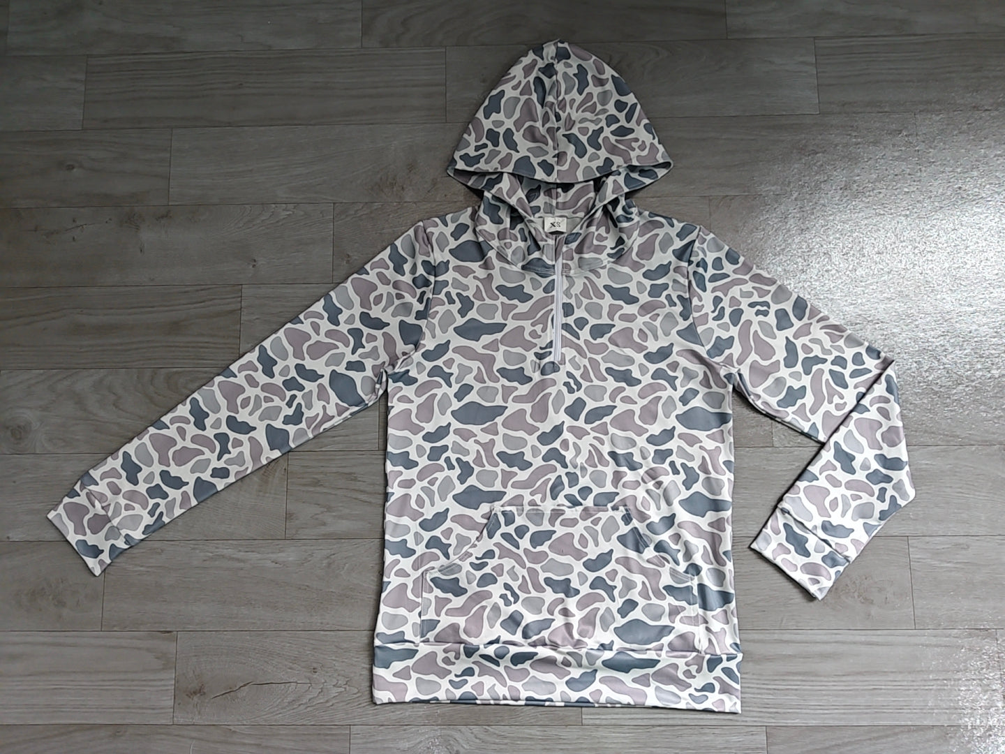 ( No moq ) Preorder Adult Men Long Sleeves Hoodie Zipper Pullover Grey Camo Shirt