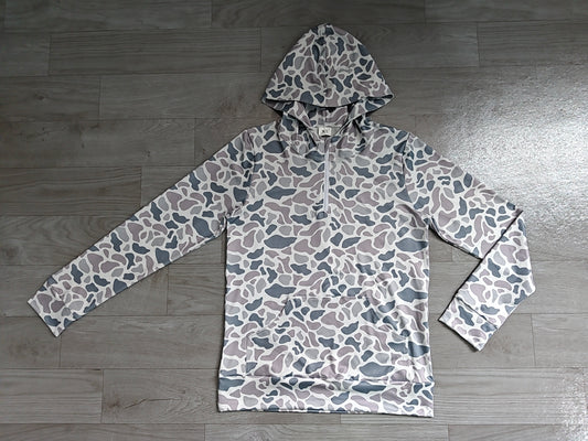 ( No moq ) Preorder Adult Men Long Sleeves Hoodie Zipper Pullover Grey Camo Shirt