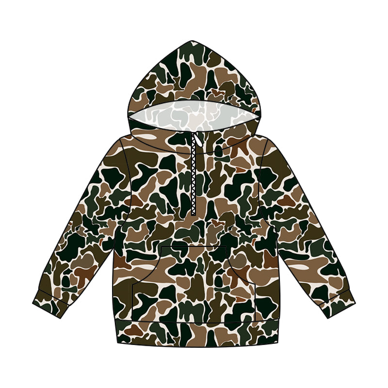 ( Moq 5 ) Preorder Adult Men Long Sleeves Hoodie Zipper Brown Camo Pullover Shirt