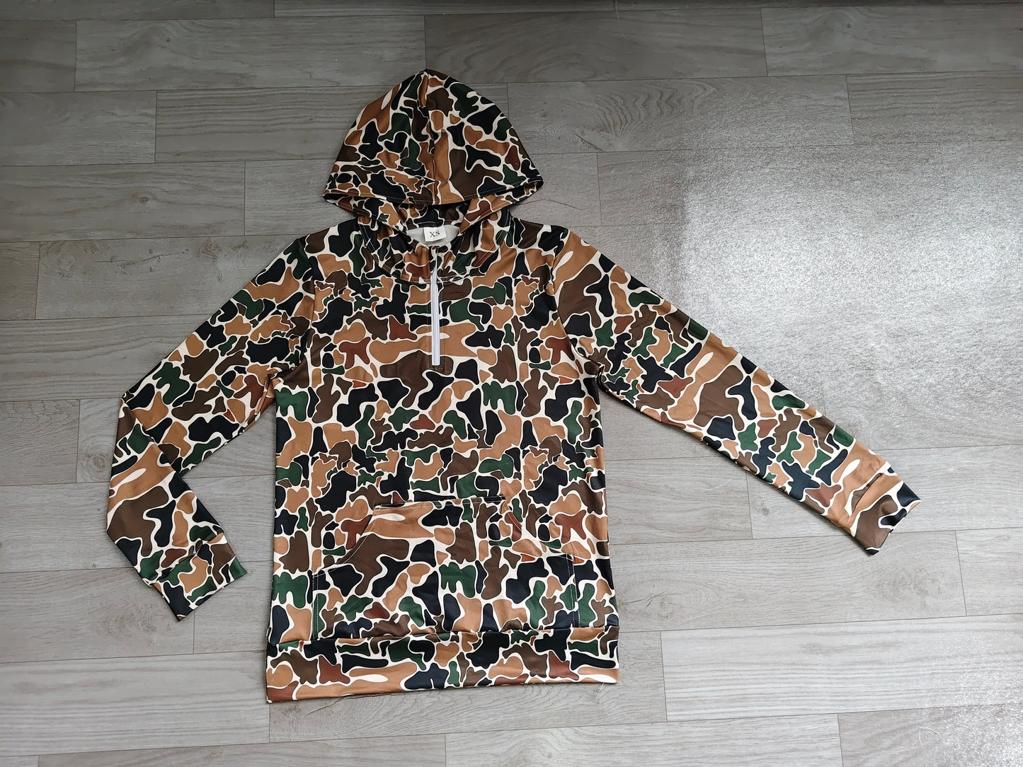 ( No moq ) Preorder Adult Men Long Sleeves Hoodie Zipper Brown Camo Pullover Shirt