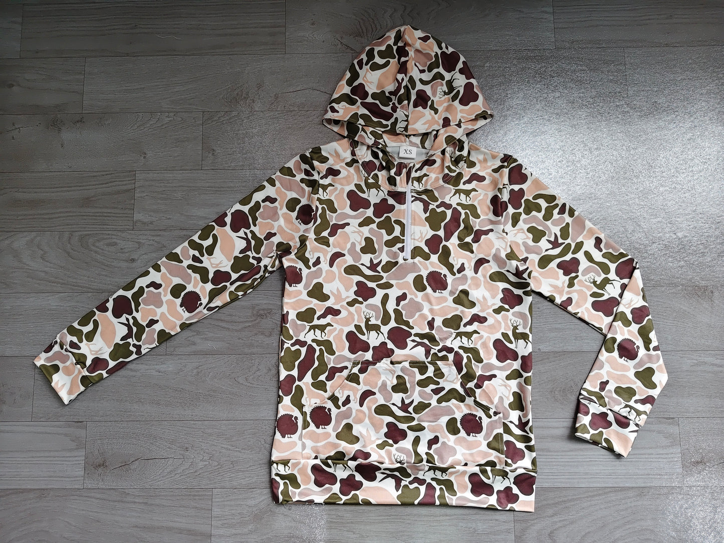 ( No moq ) Preorder Adult Men Long Sleeves Hoodie Zipper Camo Pullover Ducks Deer Dogs Shirt