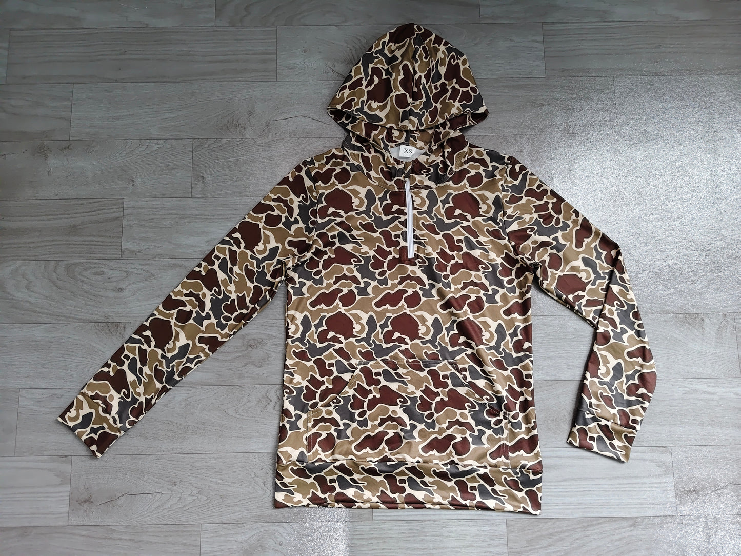 ( No moq ) Preorder Adult Men Long Sleeves Hoodie Zipper Shirt Camo Pocket Pullover