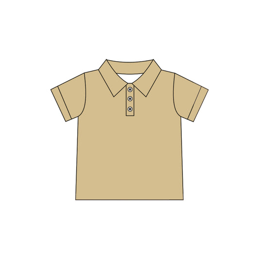 ( Moq 5 ) Preorder Baby Girls Kids Short Sleeves Khaki Buttons Yoga Active Shirt Tops
