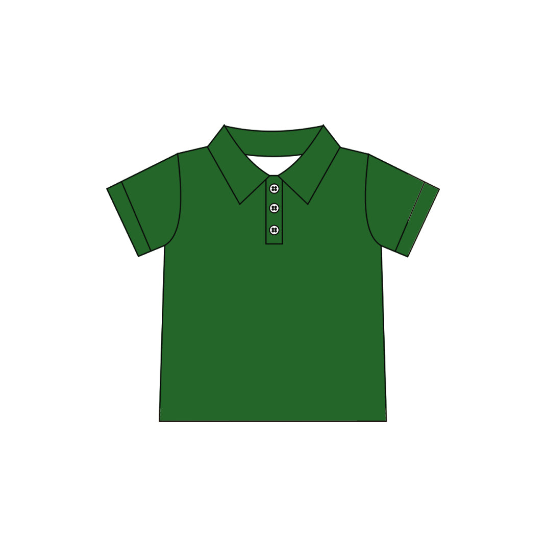 ( Moq 5 ) Preorder Baby Girls Kids Short Sleeves Green Buttons Yoga Active Shirt Tops