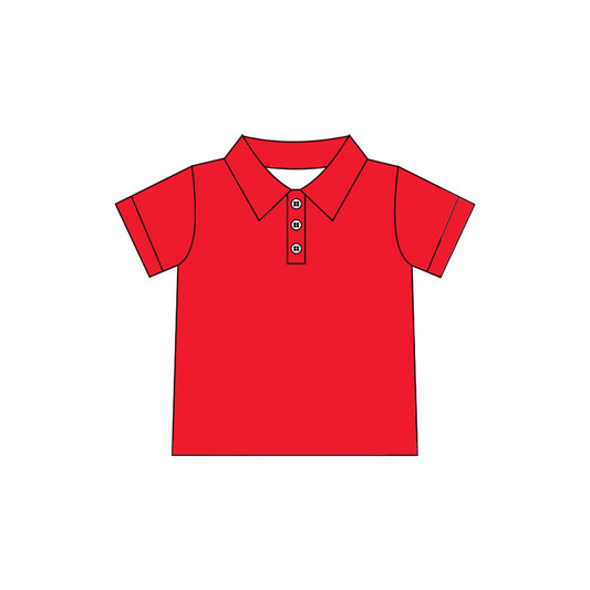 ( Moq 5 ) Preorder Baby Girls Kids Short Sleeves Red Buttons Yoga Active Shirt Tops