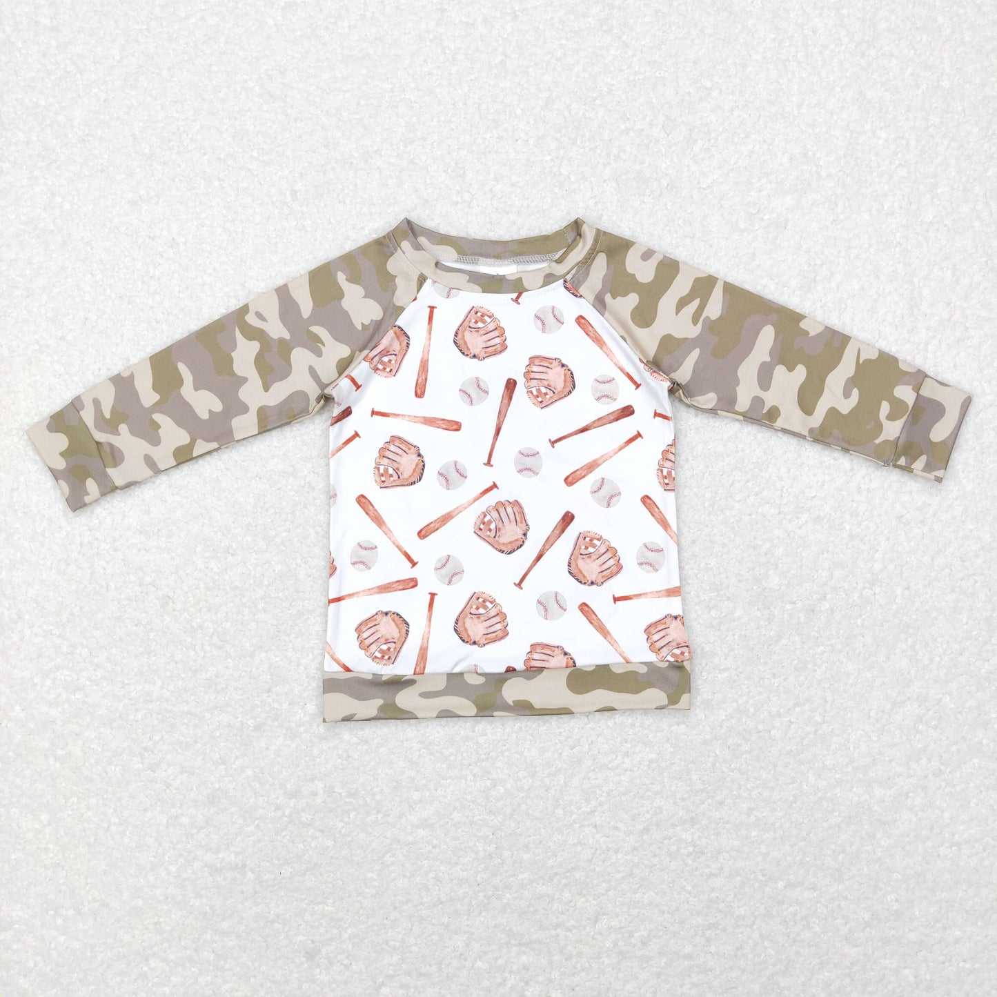 BT0469 Baby Boy Camo Long Sleeves Baseball Shirt Tops