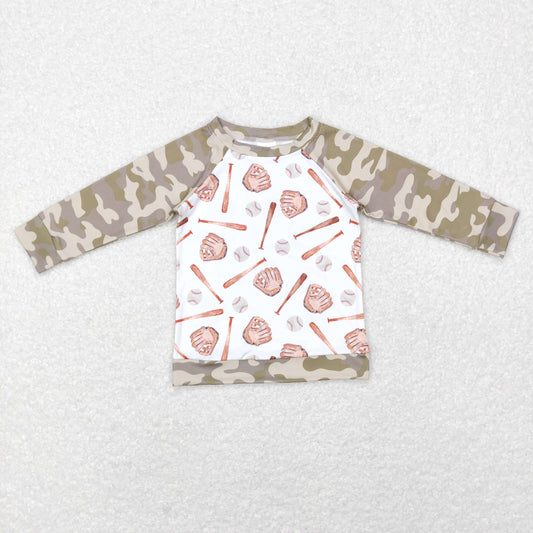 BT0469 Baby Boy Camo Long Sleeves Baseball Shirt Tops