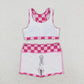 Baby Girl Racer Crop Tops Shorts Pink Checkered Set