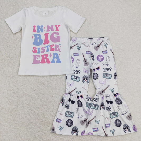 Baby Girl Short Sleeves Big Sister Shirt Bell Pants Singer Set