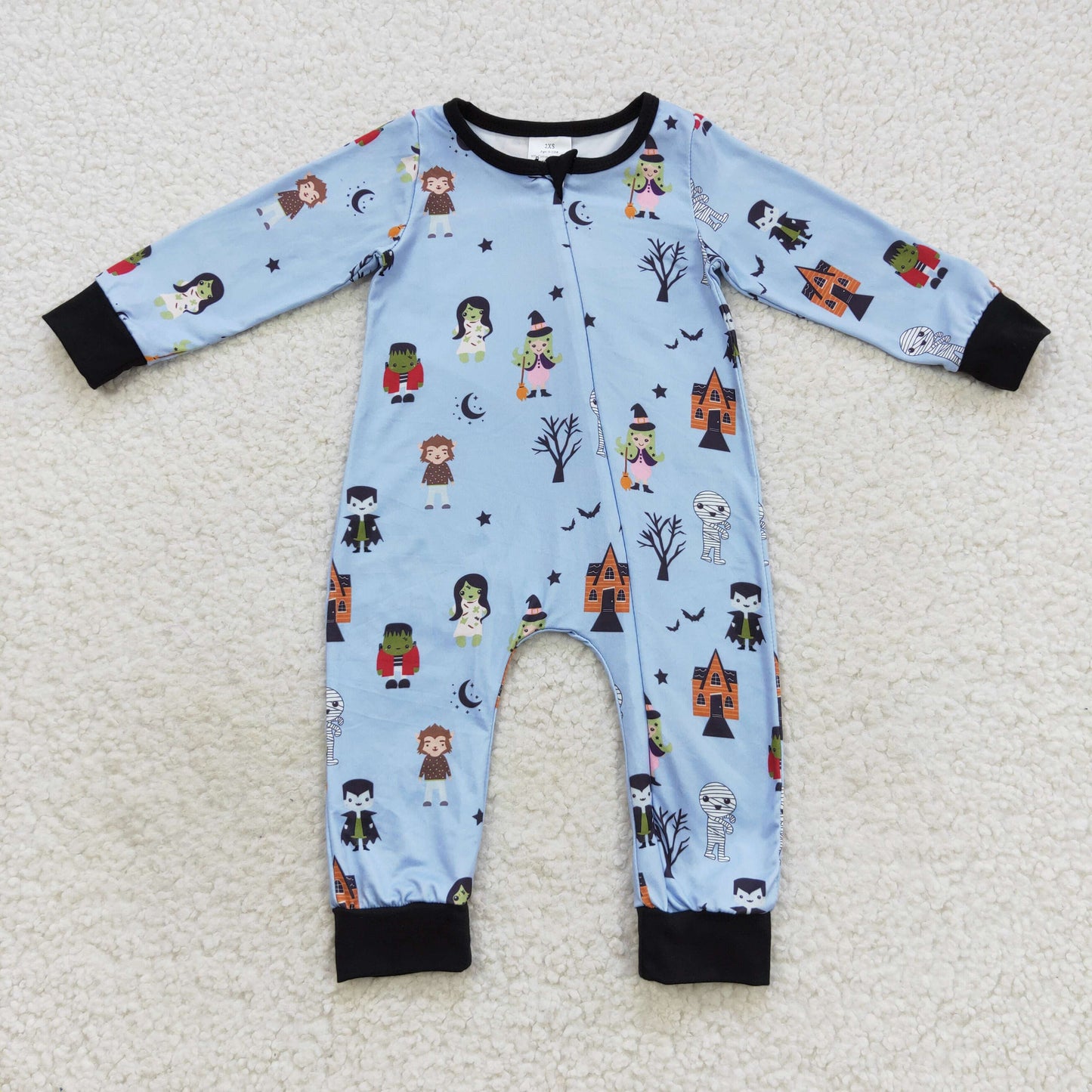 LR0555 Baby Boy Halloween Long Sleeves One Piece Zipper Romper