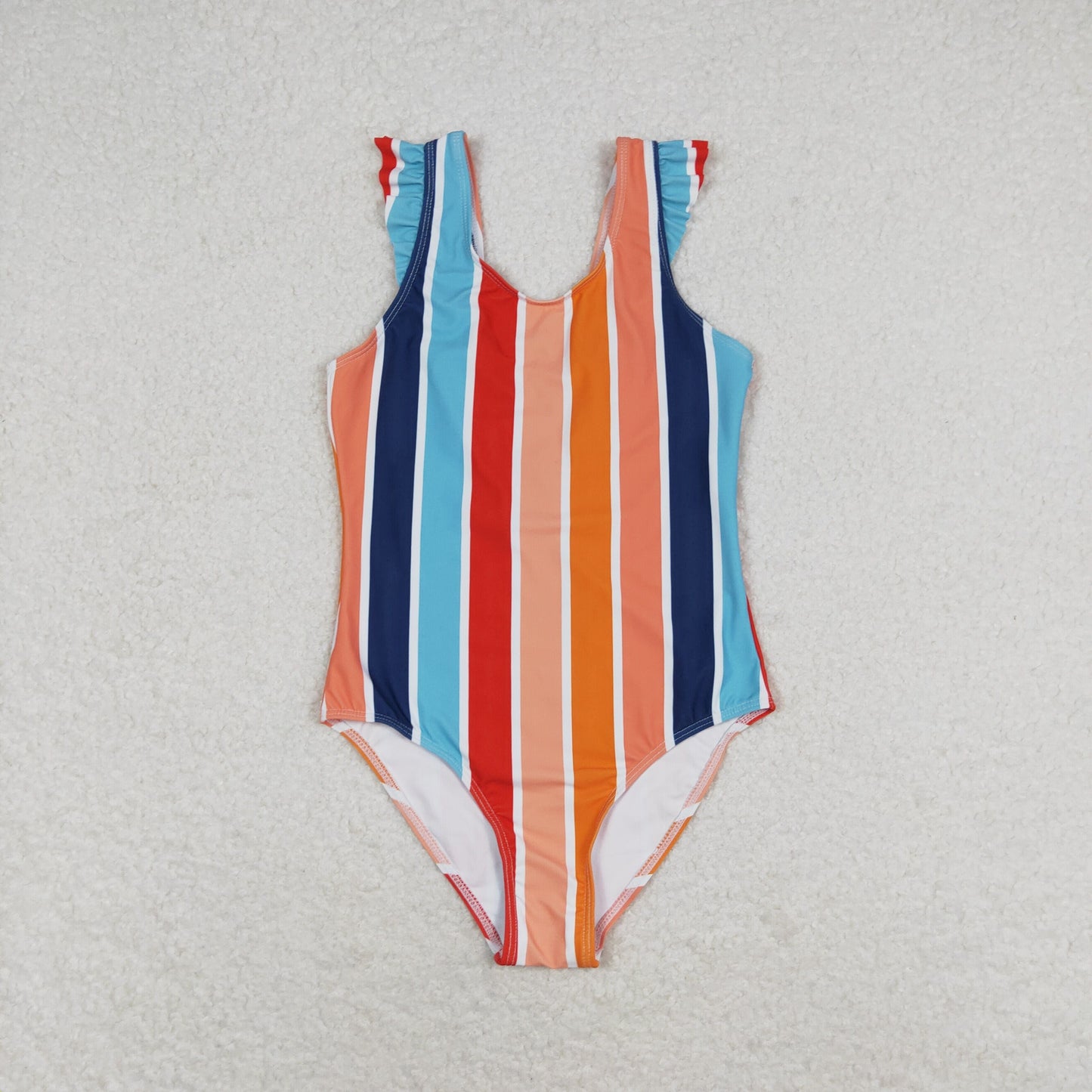 Baby Girl Sleeveless Colorful Stripes One Piece Swimsuit