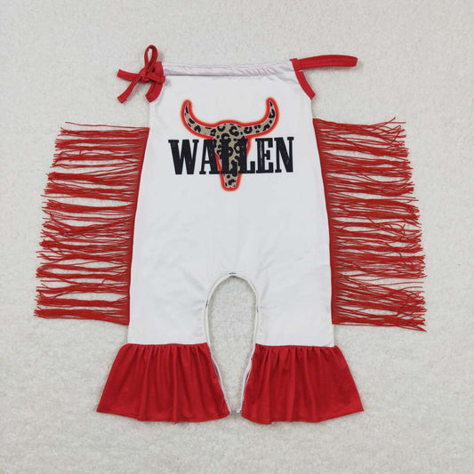 SR0429 Baby Kids Western Cow Tassel Romper