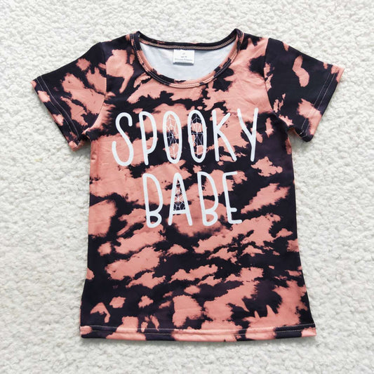 BT0275 Baby Kids Short Sleeves Spooky Babe Halloween Shirt
