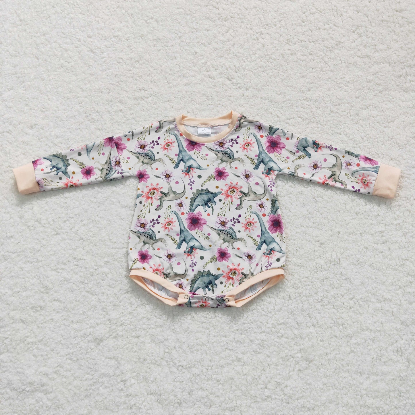 LR0436 Baby Girl Dinosaurs Floral Romper