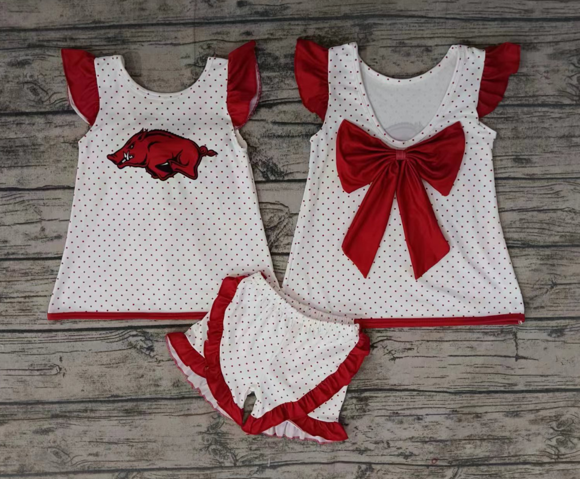 Baby Girl Short Sleeves Pig Bow Shorts Team Outfit Moq 5