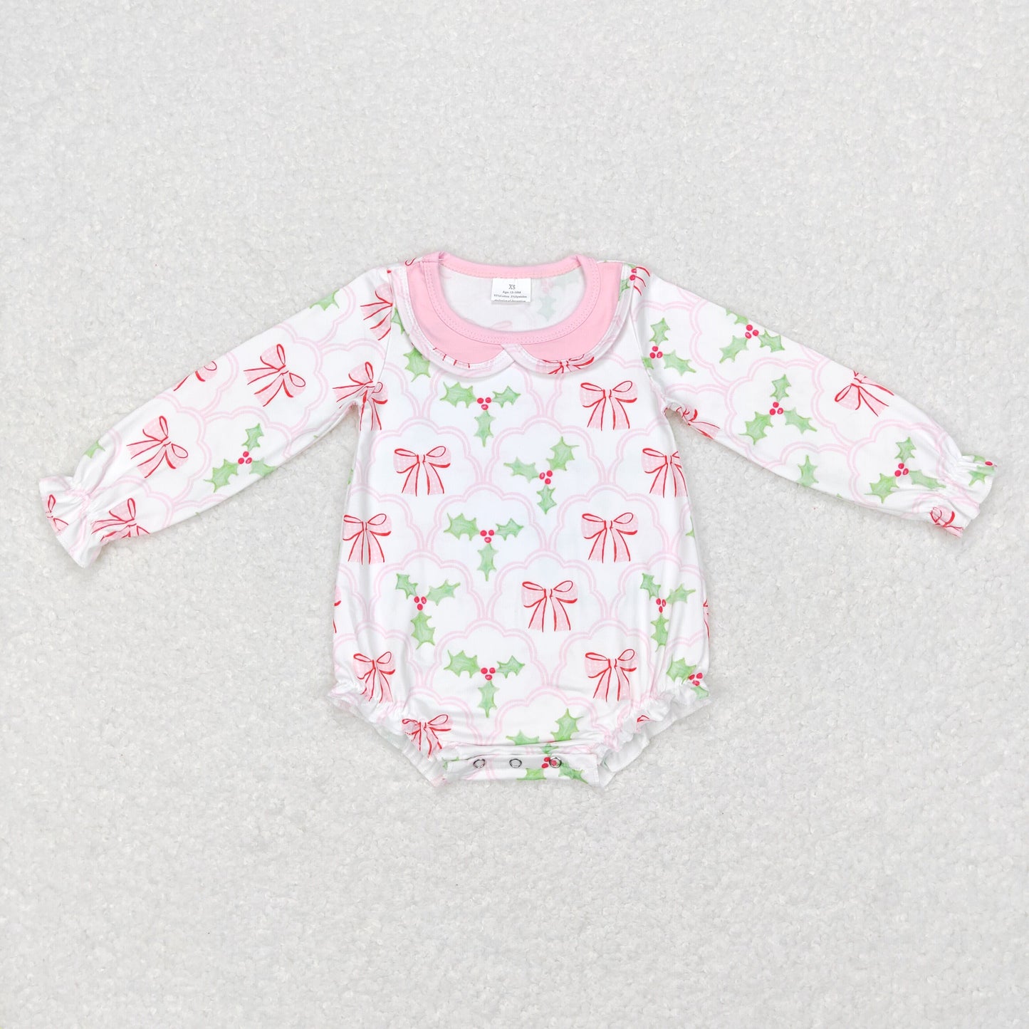 LR0577 Baby Girl Long Sleeves One Piece Christmas Romper