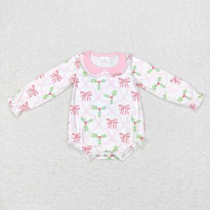 LR0577 Baby Girl Long Sleeves One Piece Christmas Romper