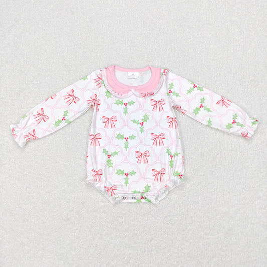 LR0577 Baby Girl Long Sleeves One Piece Christmas Romper