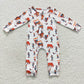 LR0341 Baby Boy Western Cow Horse Long Sleeves Zip One Piece Romper