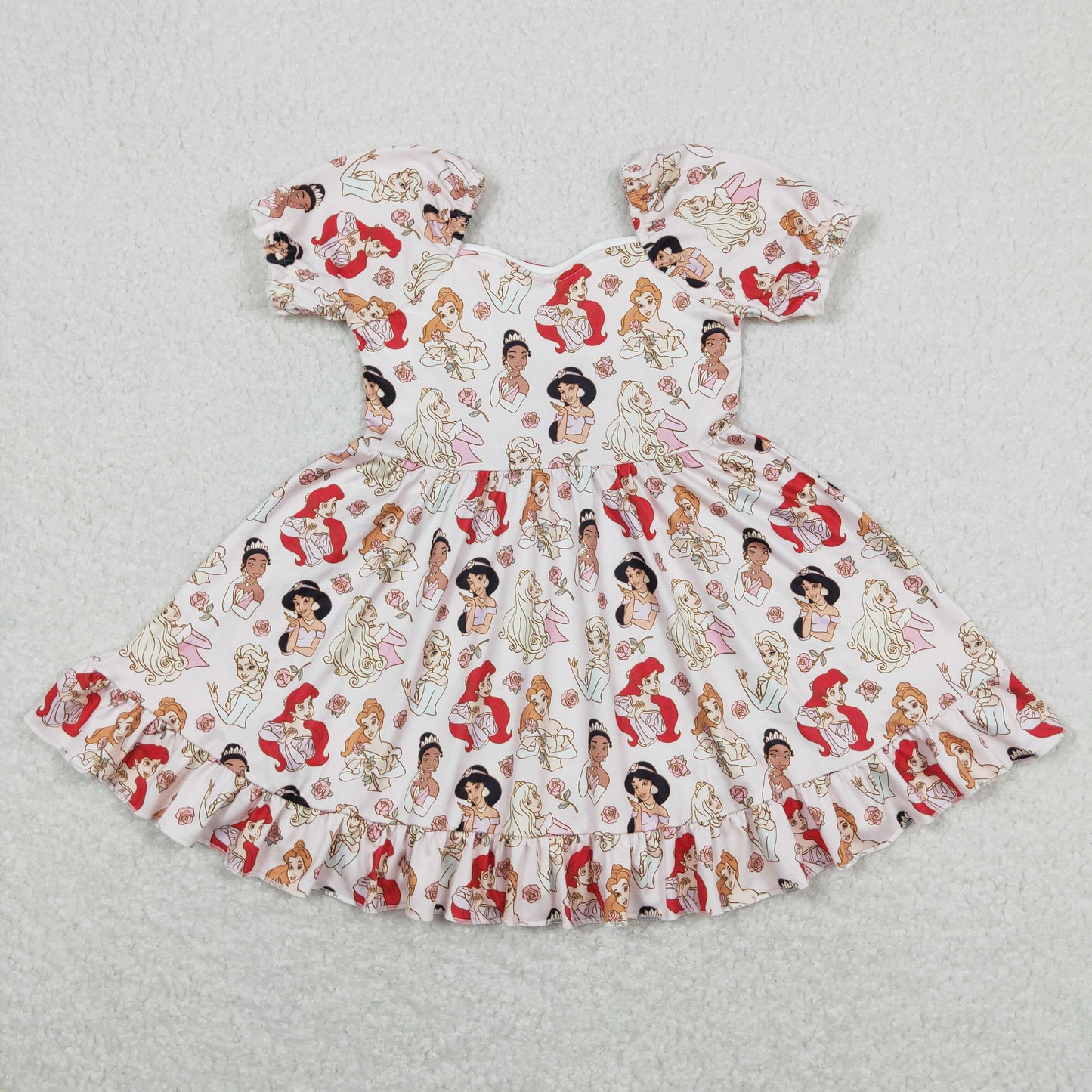 Baby Girl Short Sleeves Princess Floral Summer Twirl Dress