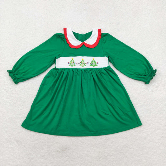 Baby Girl Embroidery Christmas Tree Light Green Dress