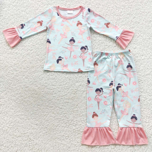 GLP0647 Baby Girl Dance Long Sleeves Pants Pajamas Outfit